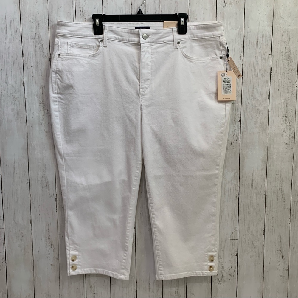 NYDJ Women Marilyn Crop Jeans 20W Lift Tuck White Plackets Pockets NWT Cotton